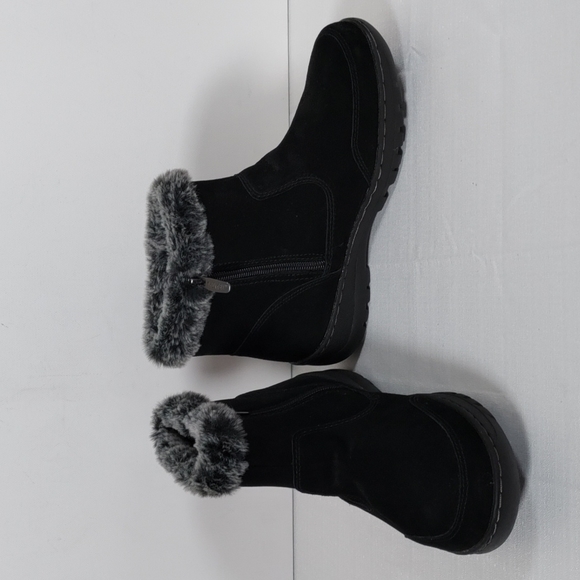 9300 Khombu black suede ankle boots with faux fur trim 7 NEW